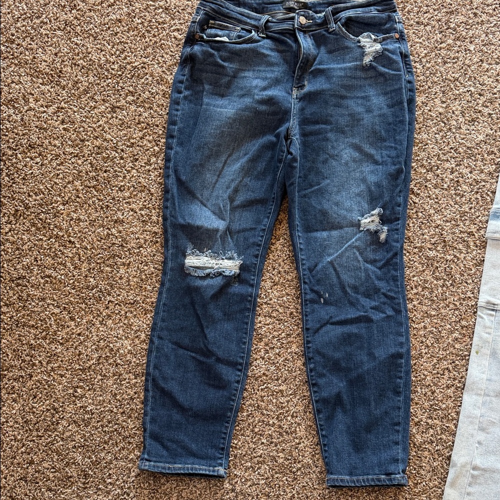 Judy Blue Dark Wash Distressed Skinny Jeans
